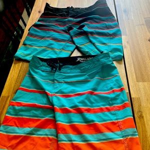 Set of 2 billabong board shorts. One size 27/ one size 28